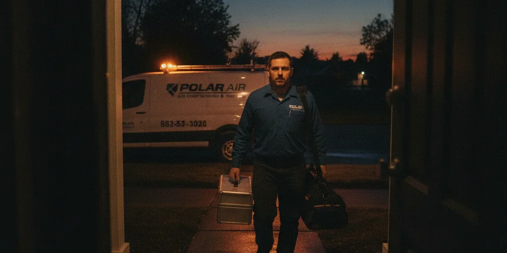 Emergency AC repair technician on a 24/7 call in Austin, TX