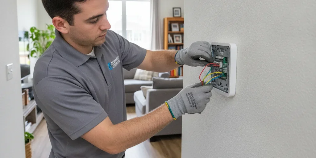 Smart thermostat installation in an Austin home
